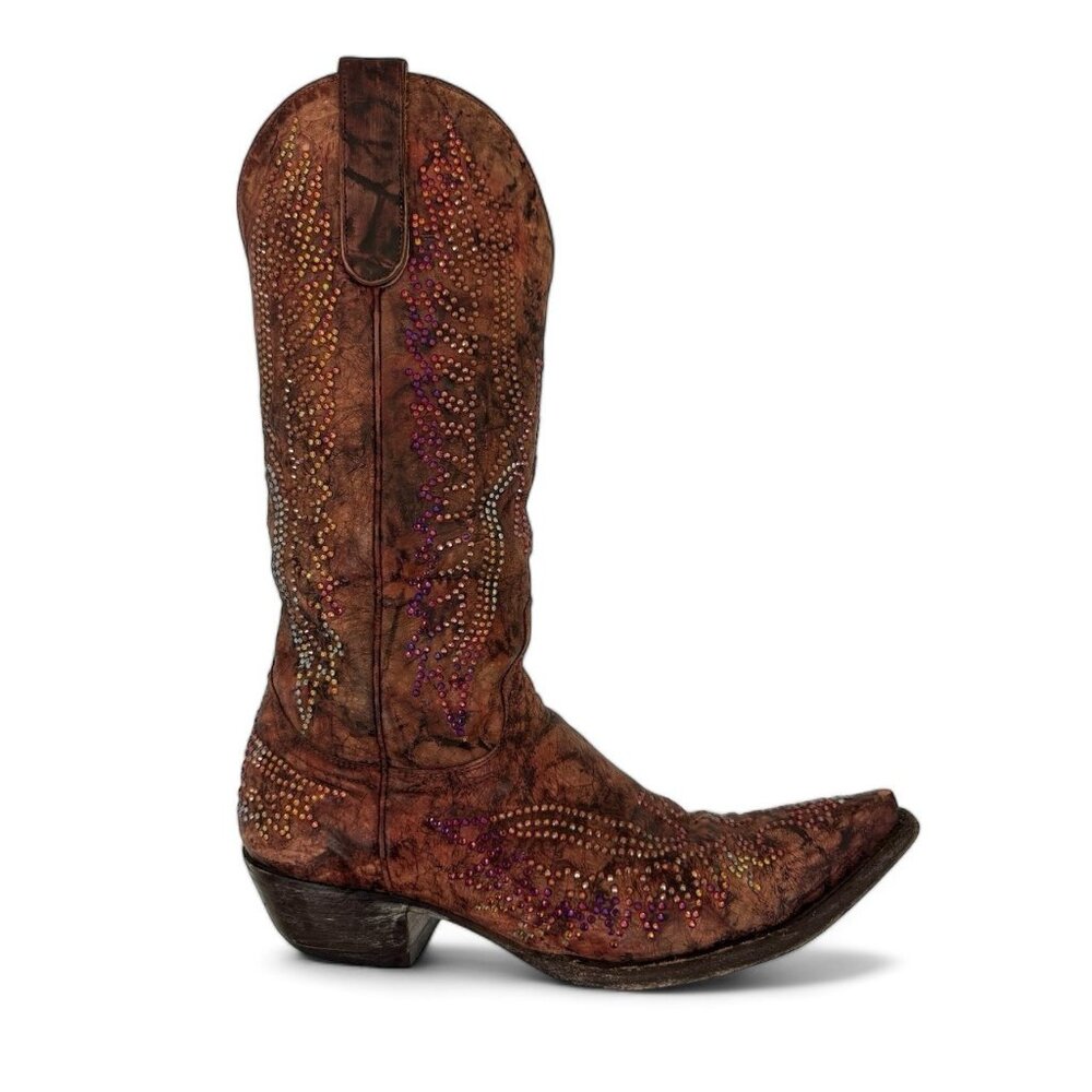 Size 8 Womens Old Gringo Eagle Swarovski Crystals Snip‎ Toe Cowboy Cowgirl Boots